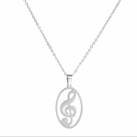 Treble Clef Silver Necklace - Picture 2 of 3
